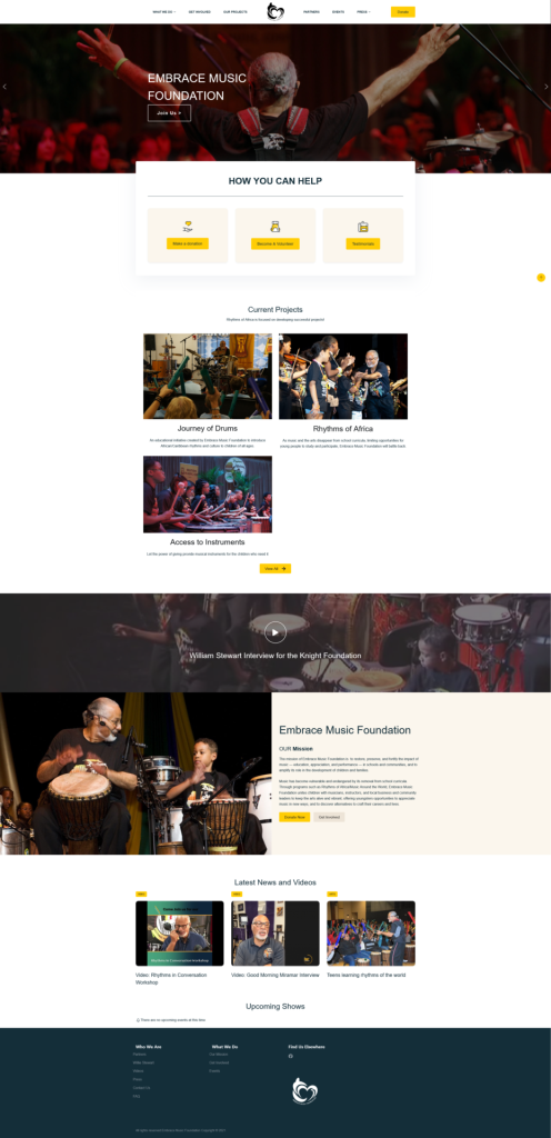 Embrace Music Foundation homepage