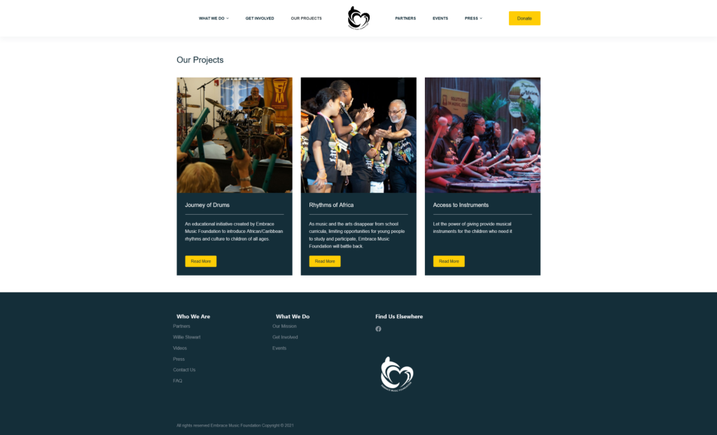 Embrace Music Foundation Projects Page