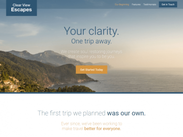 travel site frontpage